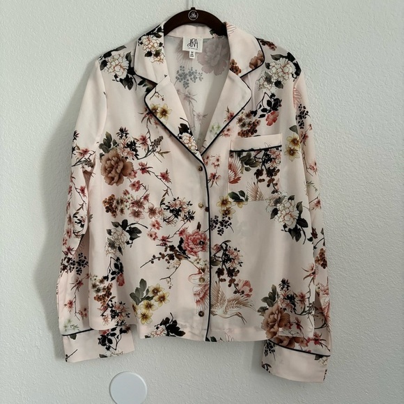 dRA Women's Size Medium Multicolor Floral Long Sleeve Button Front Pajama Top - Picture 1 of 4